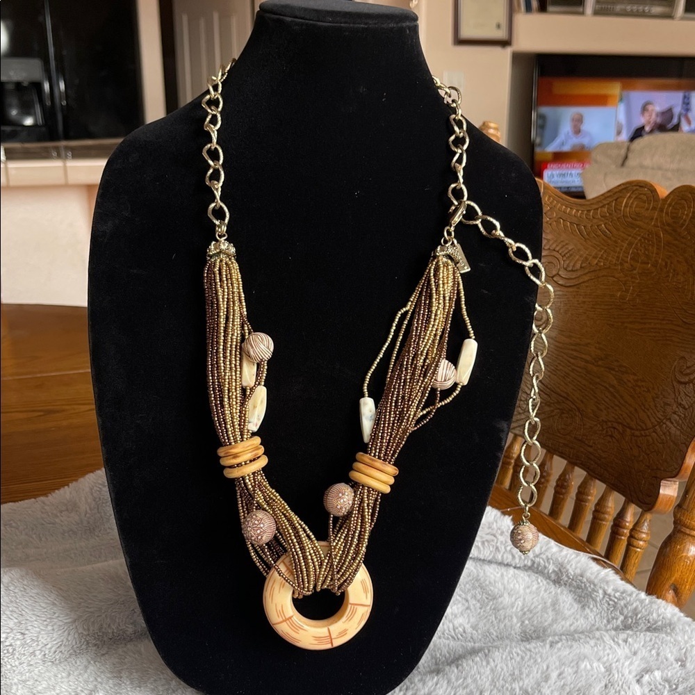 Chico's Gold and Brown Multi-Strand Necklace